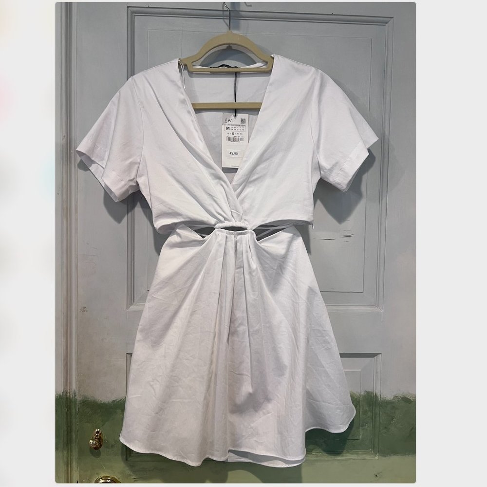 NWT Zara Cut Out Poplin Dress
